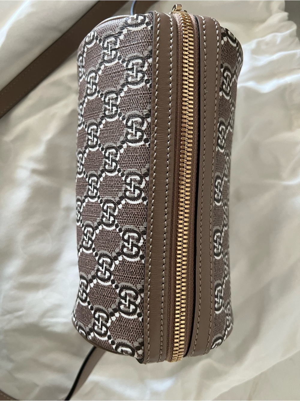 NEW GUCCI GG SHADOW CYLINDRICAL SHOULDER/CROSSBODY BAG MINI, COATED CANVAS,$1900 - Picture 2 of 8